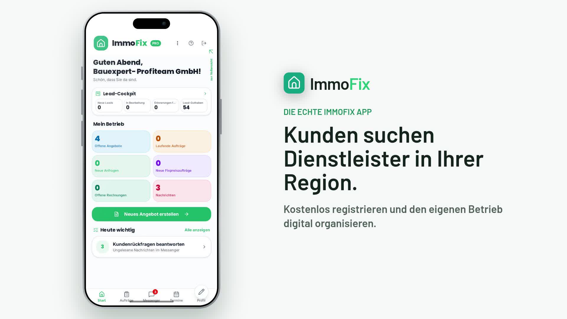 Vorschaubild: Die ImmoFix Dienstleister-App