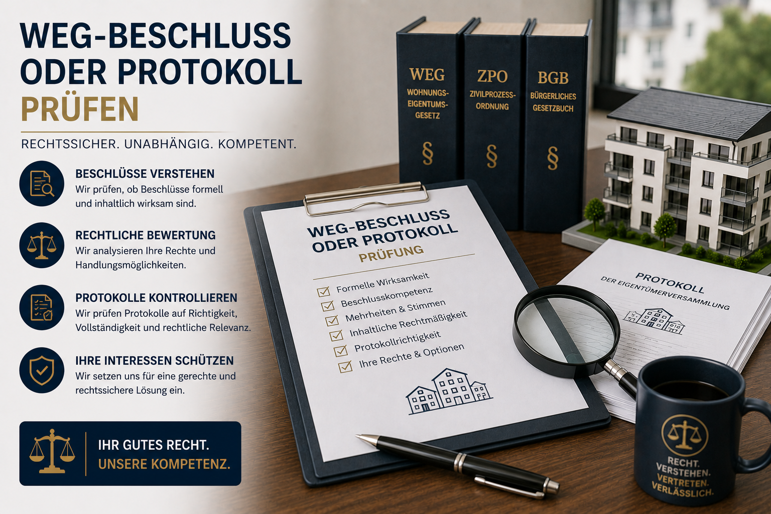 WEG-Beschluss oder Protokoll prüfen – Dienstleistung zum Festpreis online buchen