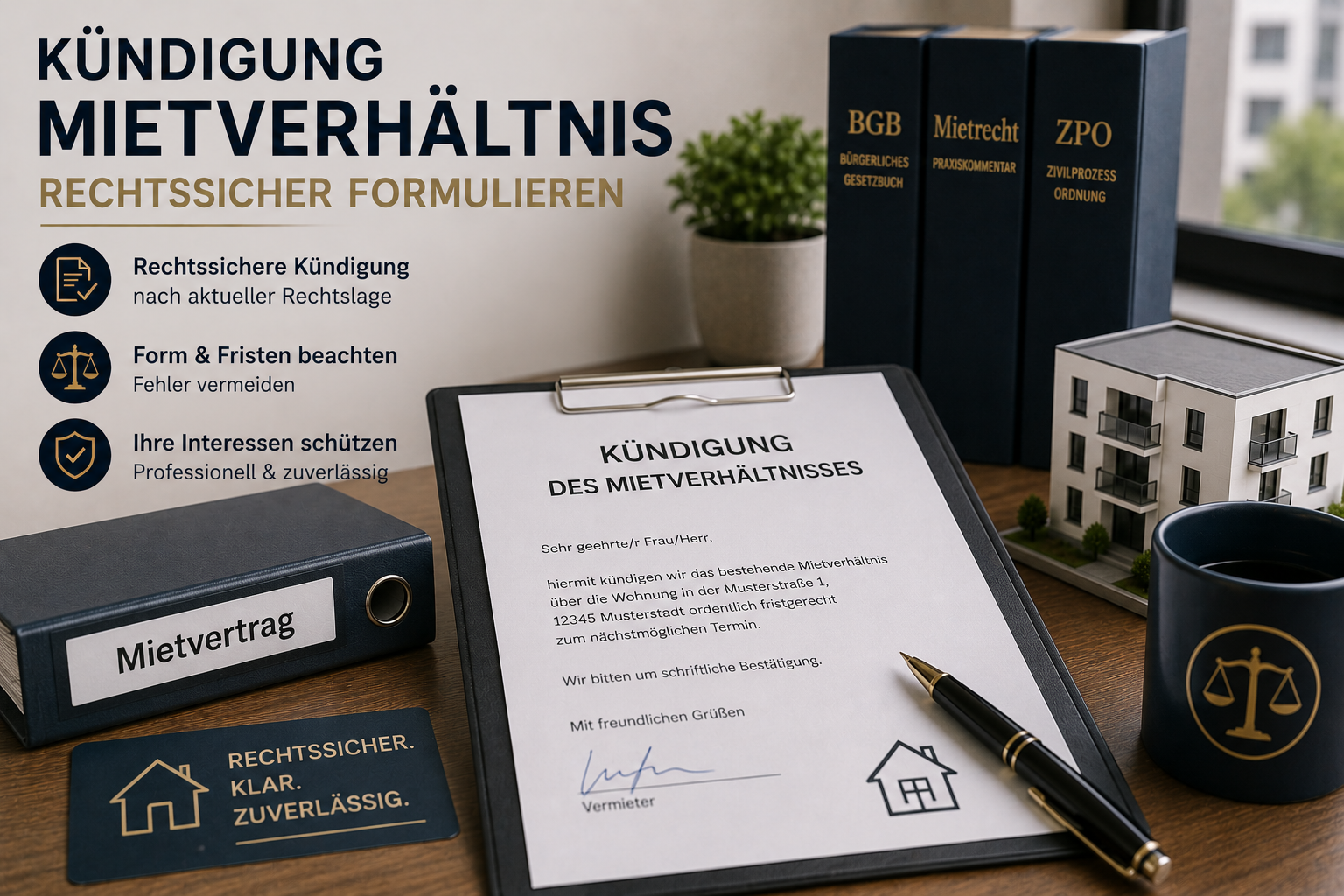 Kündigung Mietverhältnis rechtssicher formulieren – Dienstleistung zum Festpreis online buchen
