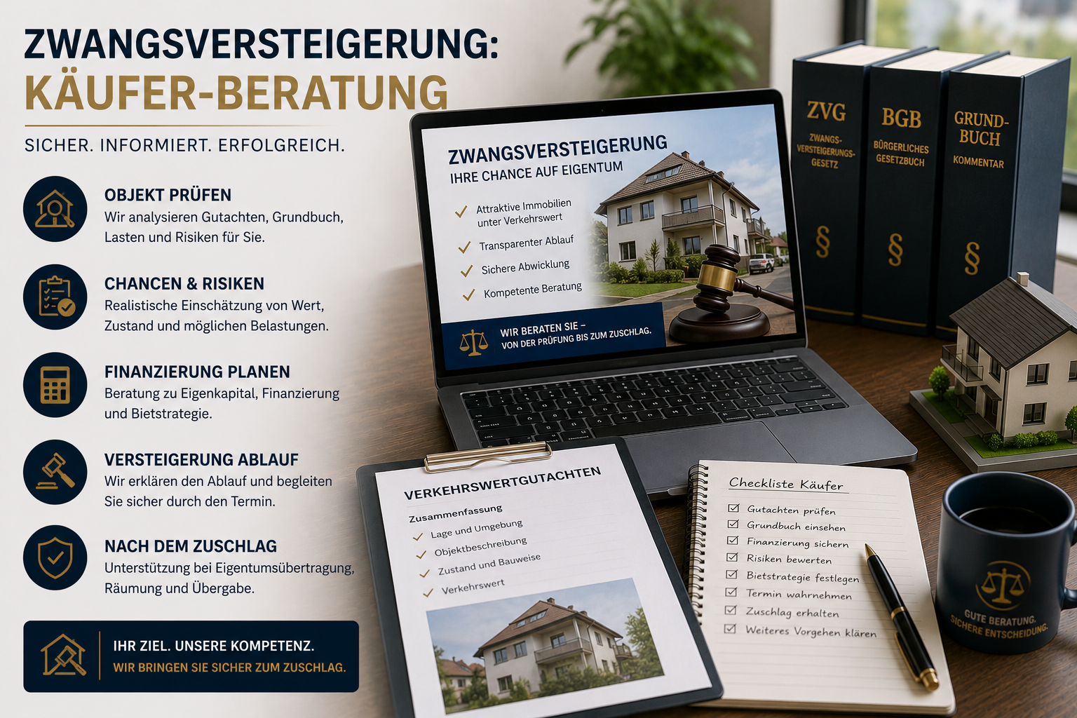 Zwangsversteigerung: Käufer-Beratung – Dienstleistung zum Festpreis online buchen