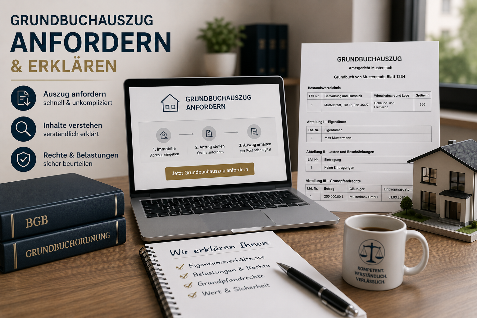 Grundbuchauszug anfordern & erklären – Dienstleistung zum Festpreis online buchen