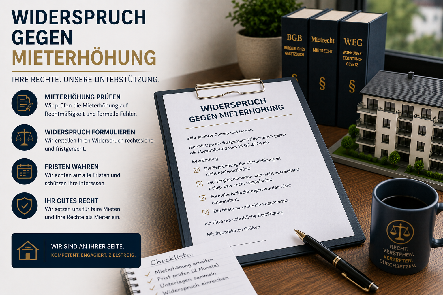 Widerspruch gegen Mieterhöhung – Dienstleistung zum Festpreis online buchen