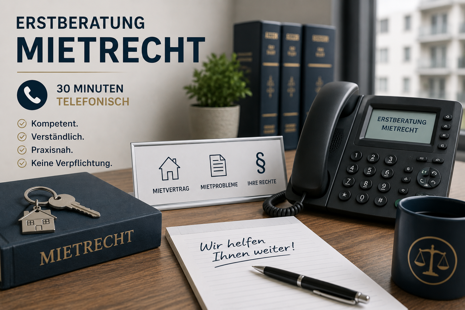 Erstberatung Mietrecht (30 Min, telefonisch) – Dienstleistung zum Festpreis online buchen