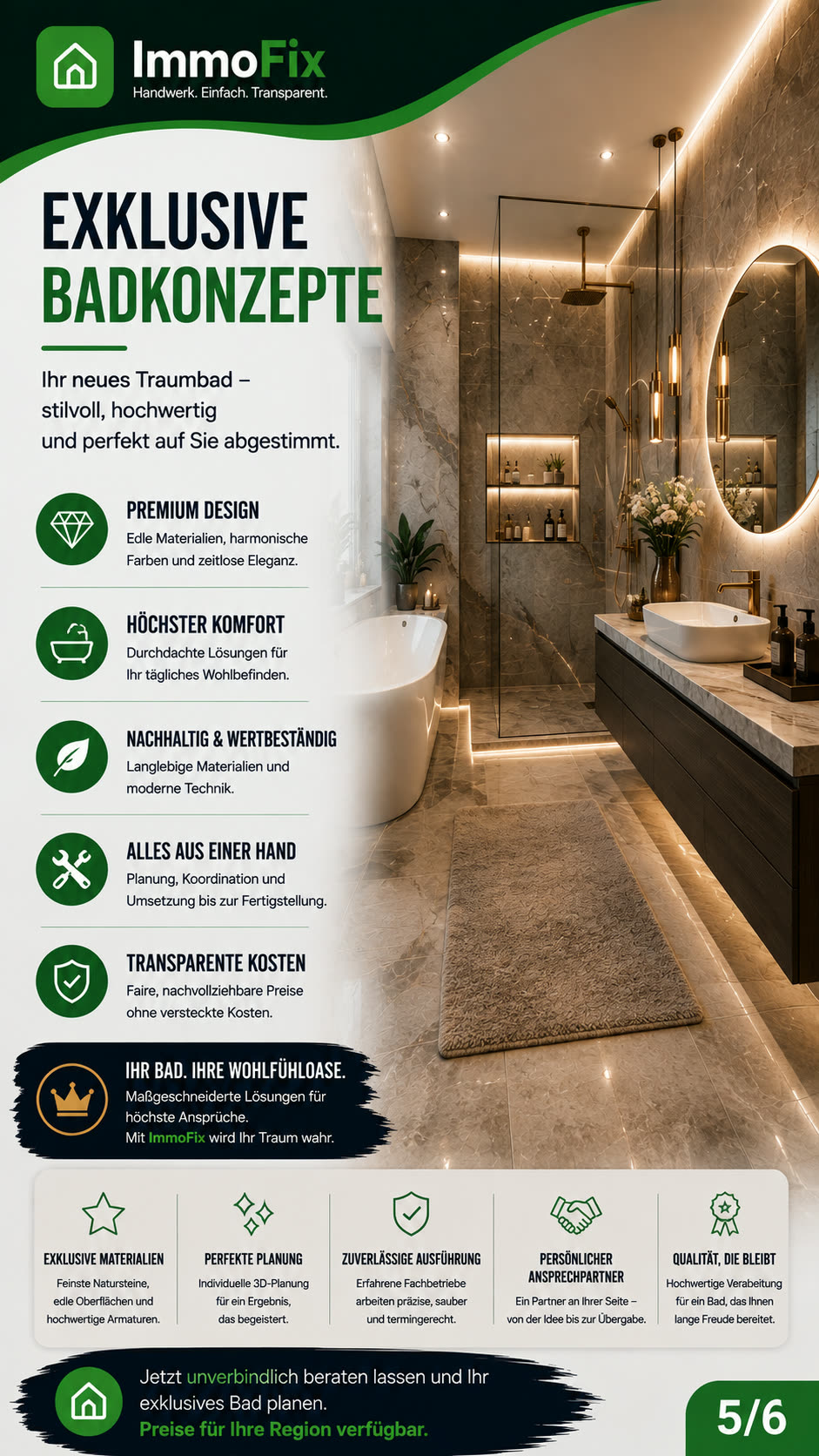 Exklusives Designbad mit freistehender Wanne
