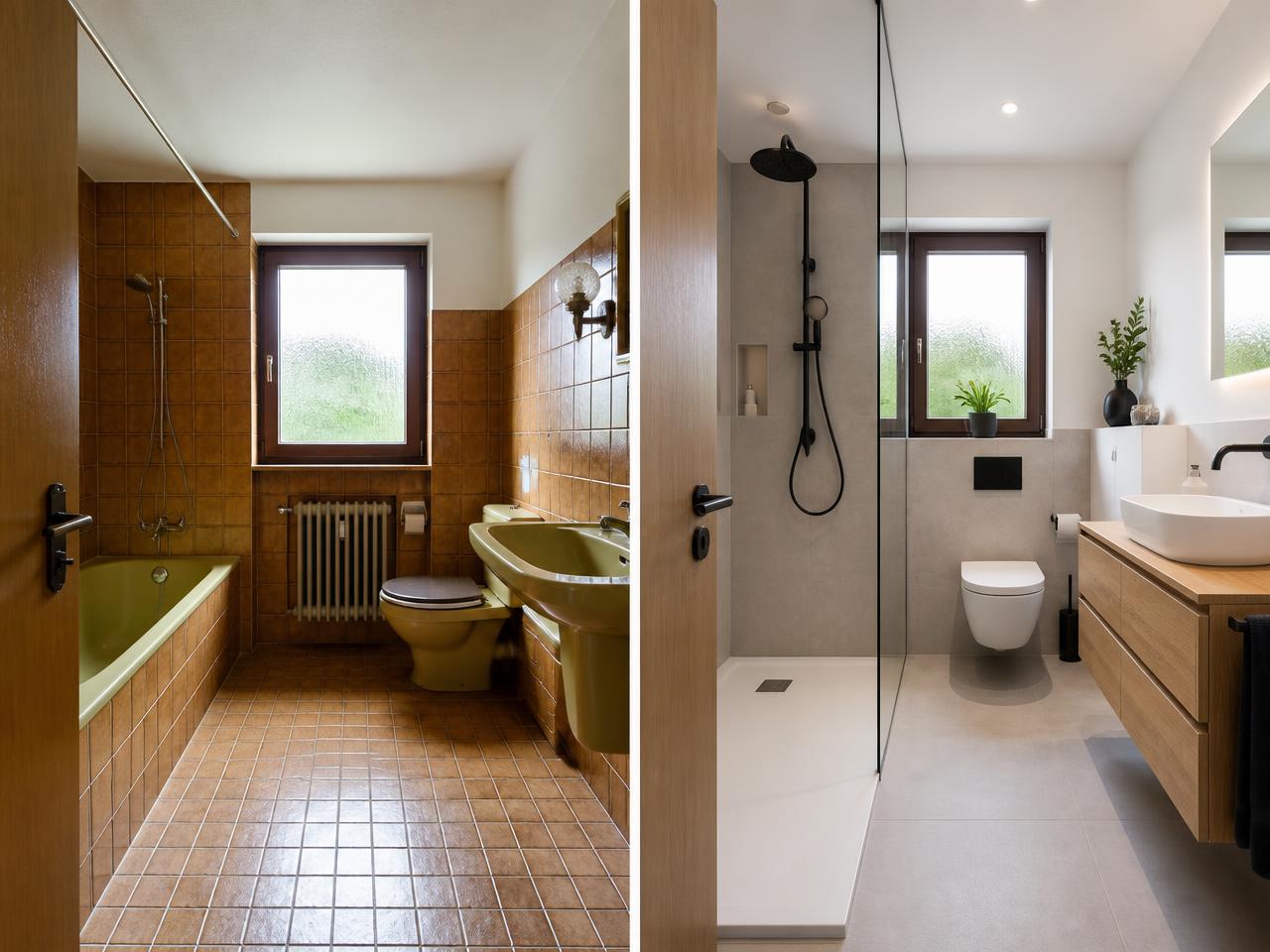 Vorher-Nachher-Beispiel: Badezimmer erneuern
