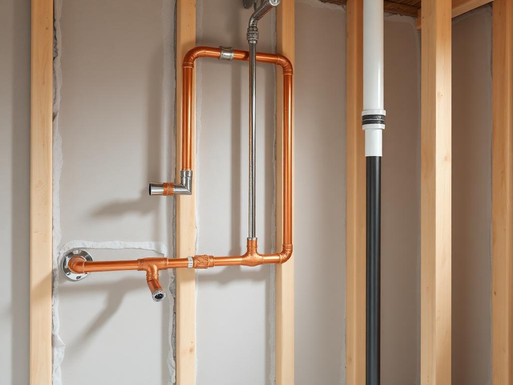 Neue Wasserleitungen in der Vorwand während der Badsanierung