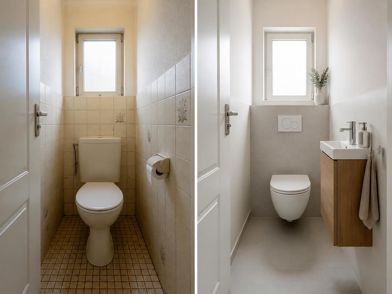 Vorher-Nachher-Beispiel: Gäste-WC renovieren